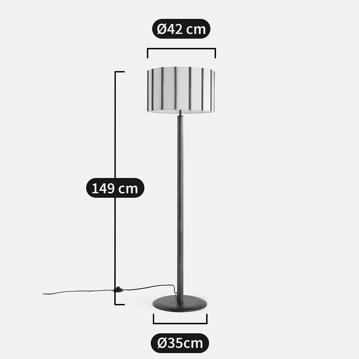 Lampada da terra in hevea e lino, Vintela marrone, LA REDOUTE INTERIEURS