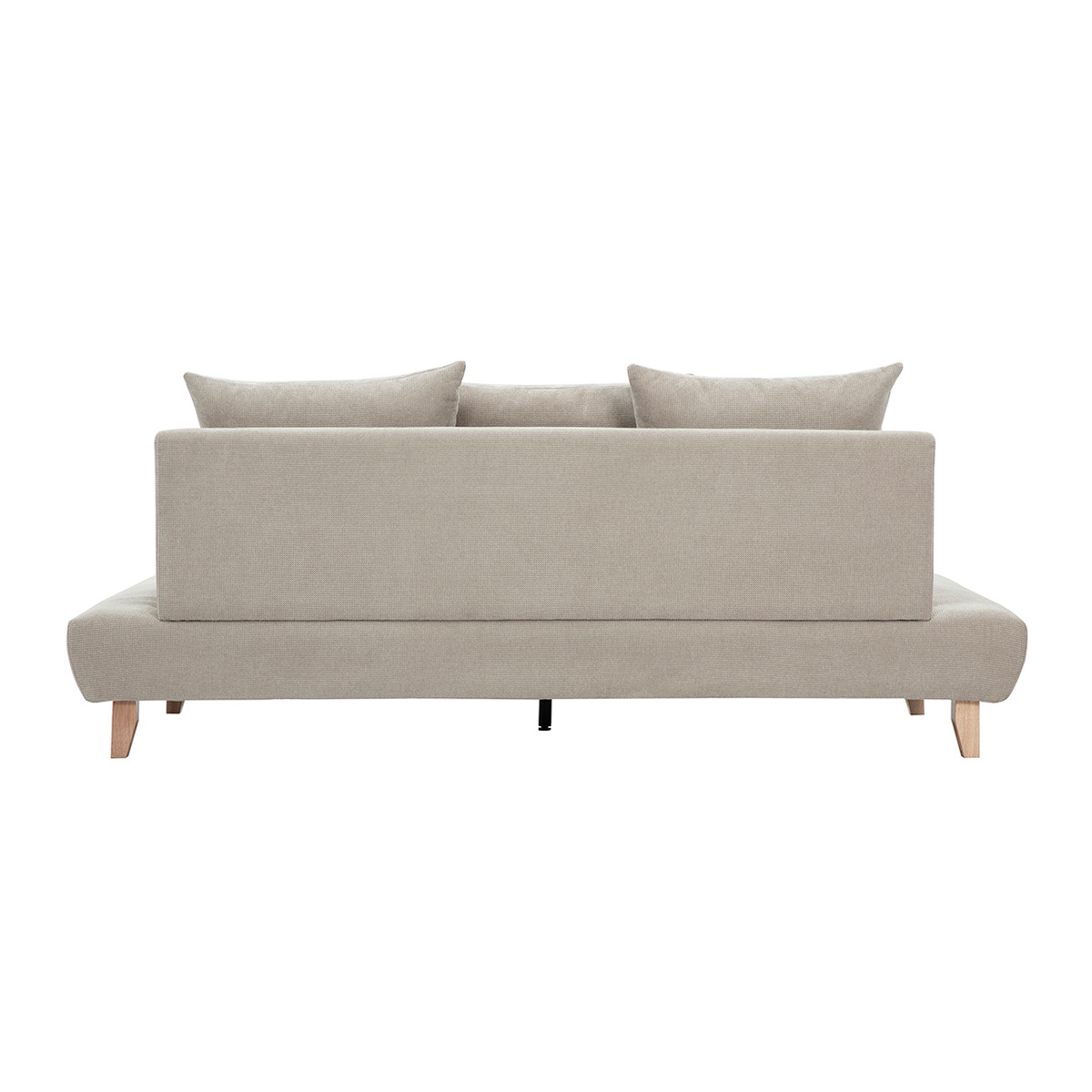 Canapé 3 places en tissu chenille beige et bois clair L201 cm BASTILLE beige, MILIBOO