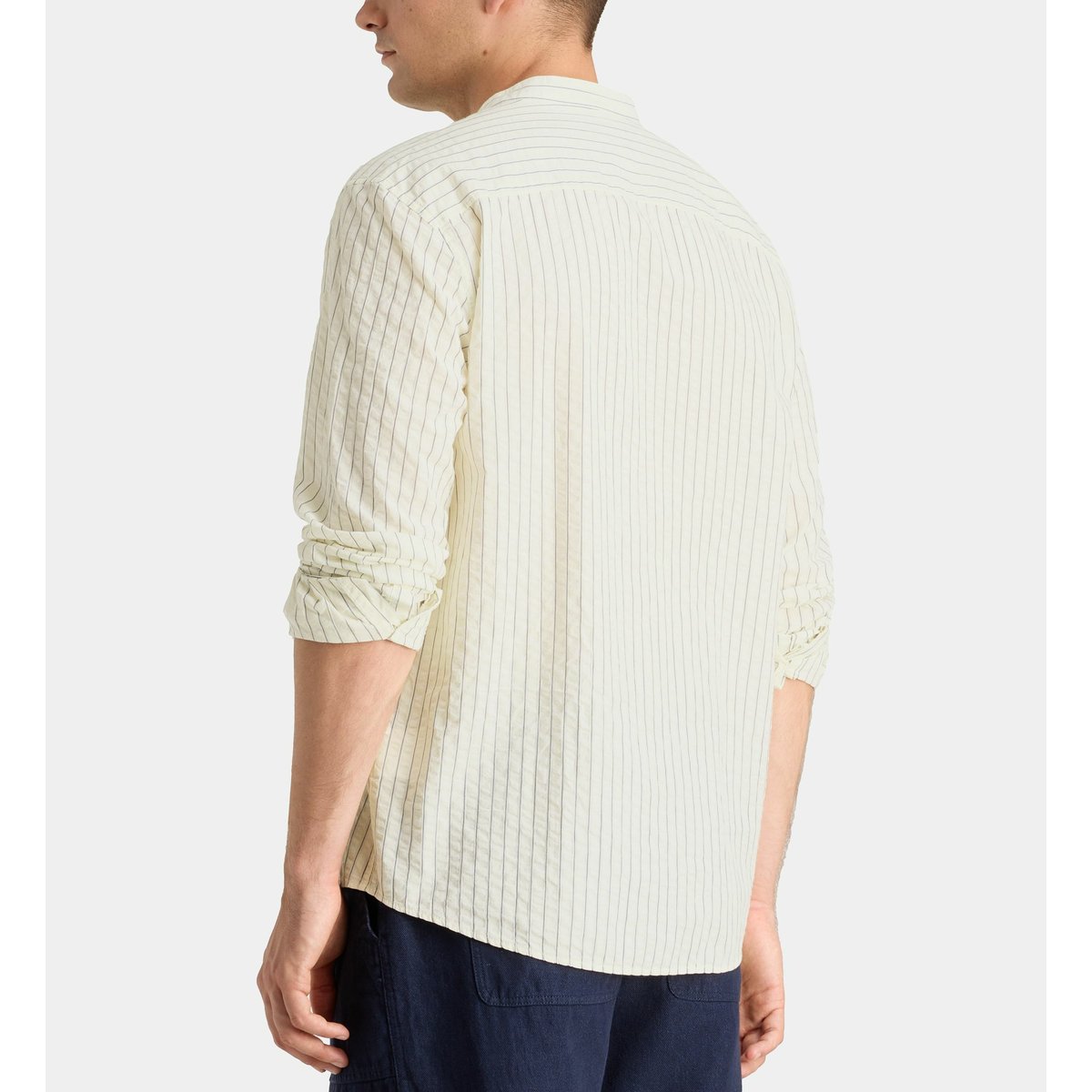 Chemise ritmao rayée en coton blanc et bleu, GALERIES LAFAYETTE
