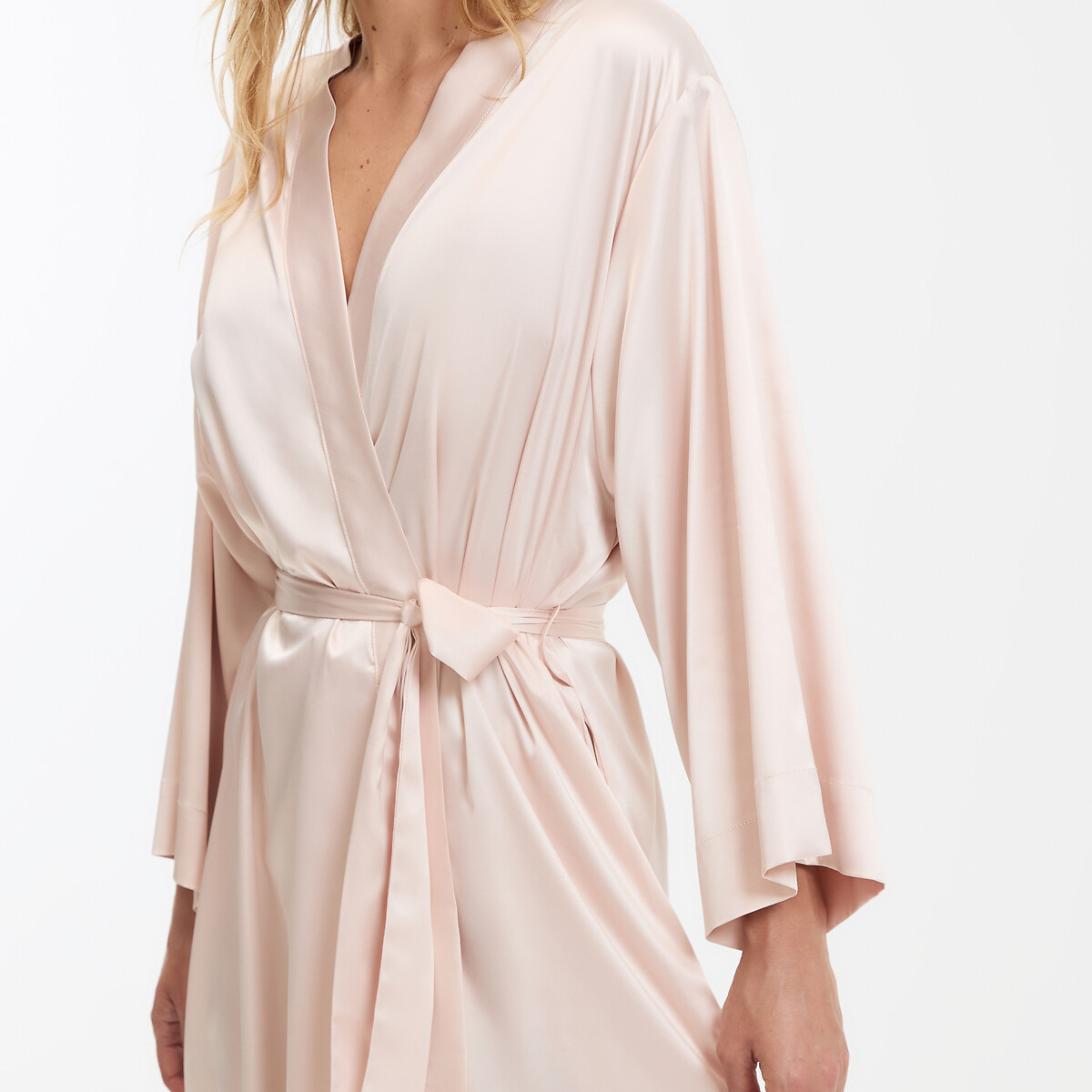 Short Satin Kimono nude pink, LA REDOUTE COLLECTIONS