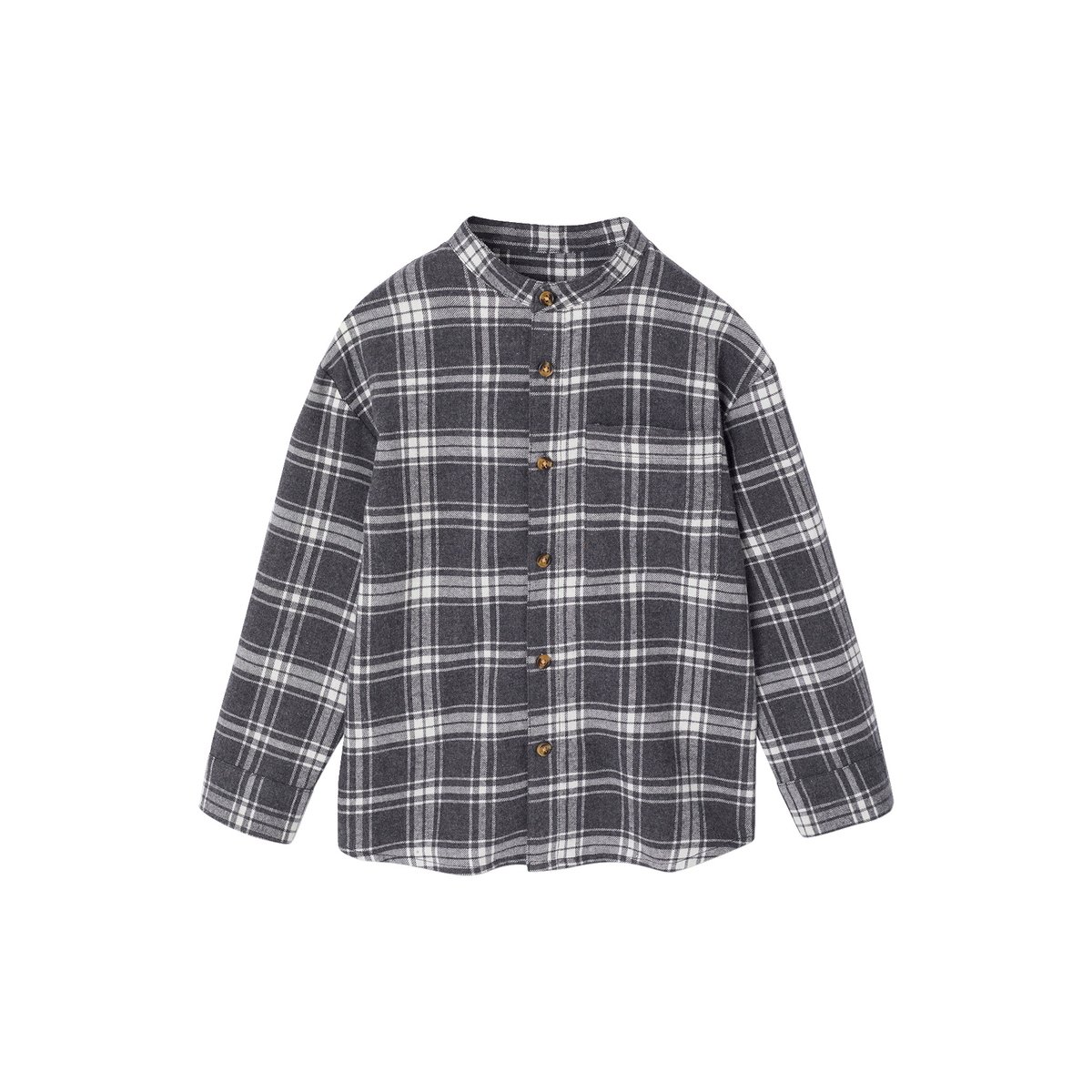 Chemise flanelle manches longues carreaux gris, VERTBAUDET