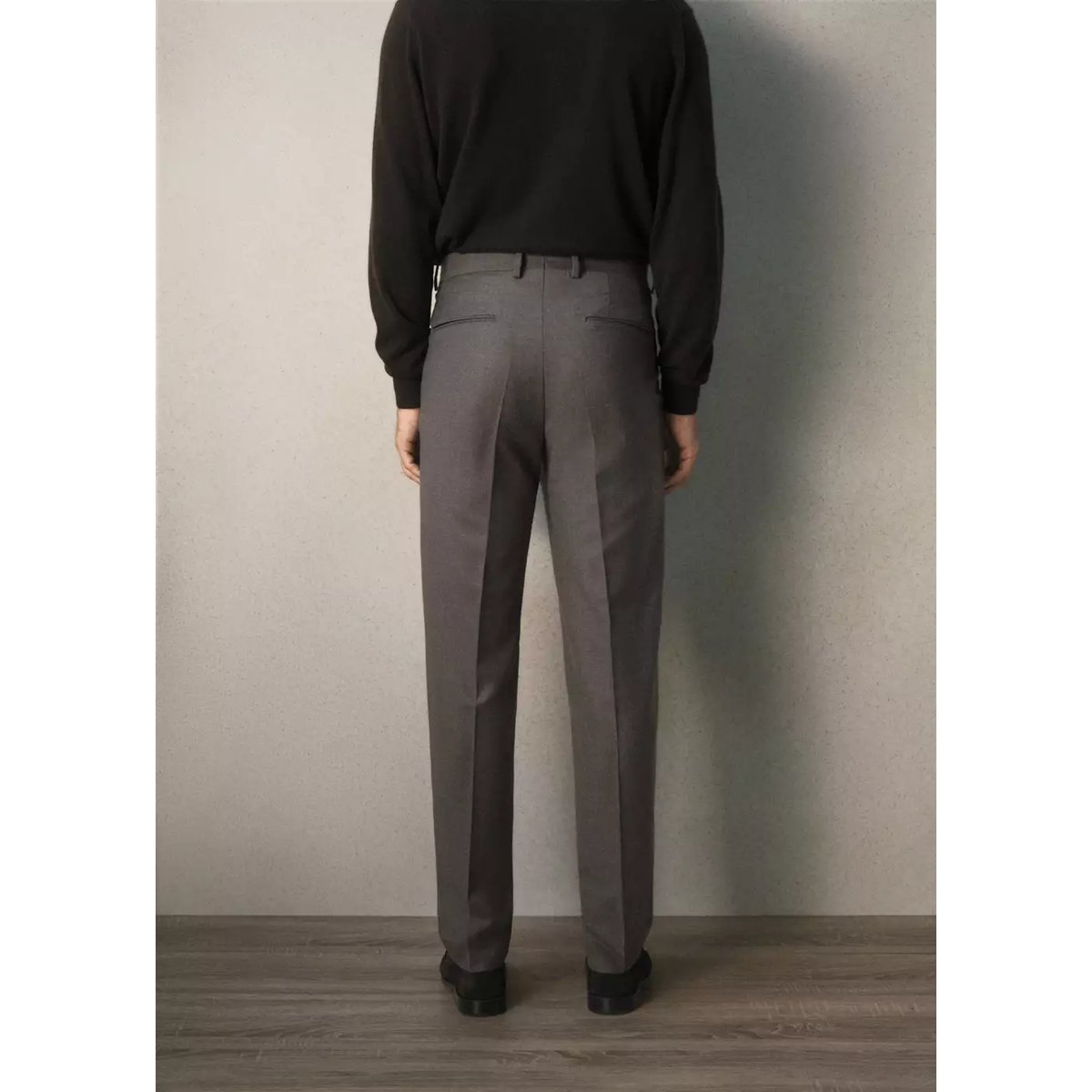 Pantalon de costume en flanelle de laine italienne, coupe slim fit beige, MANGO MAN