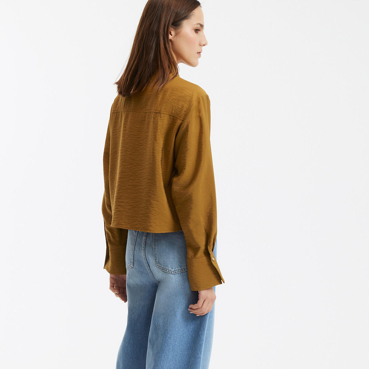 Short, Loose Fit Shirt with Long Sleeves bronze brown, LA REDOUTE COLLECTIONS