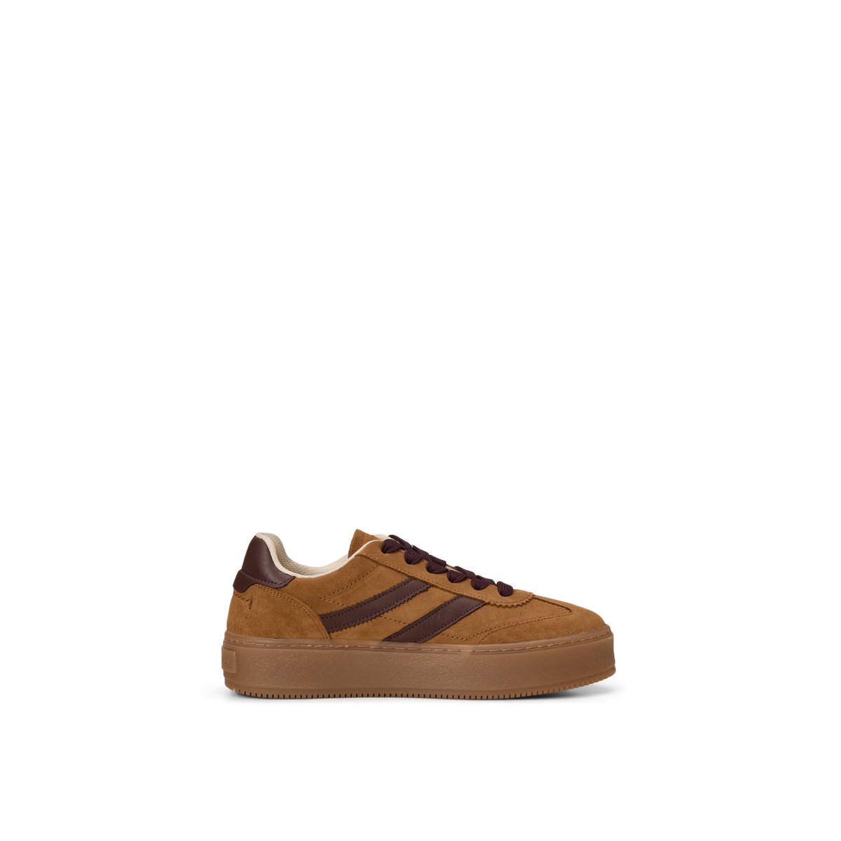Modèle de baskets Edith en cuir velours huilé cognac, MARC O'POLO