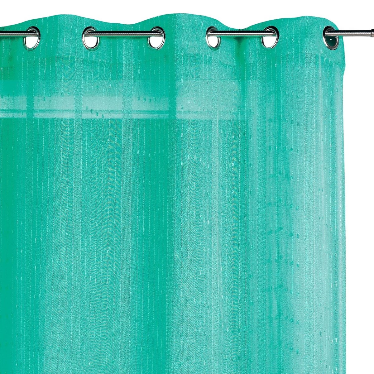 Voilage tissé à fines rayures filetées turquoise, HOME MAISON