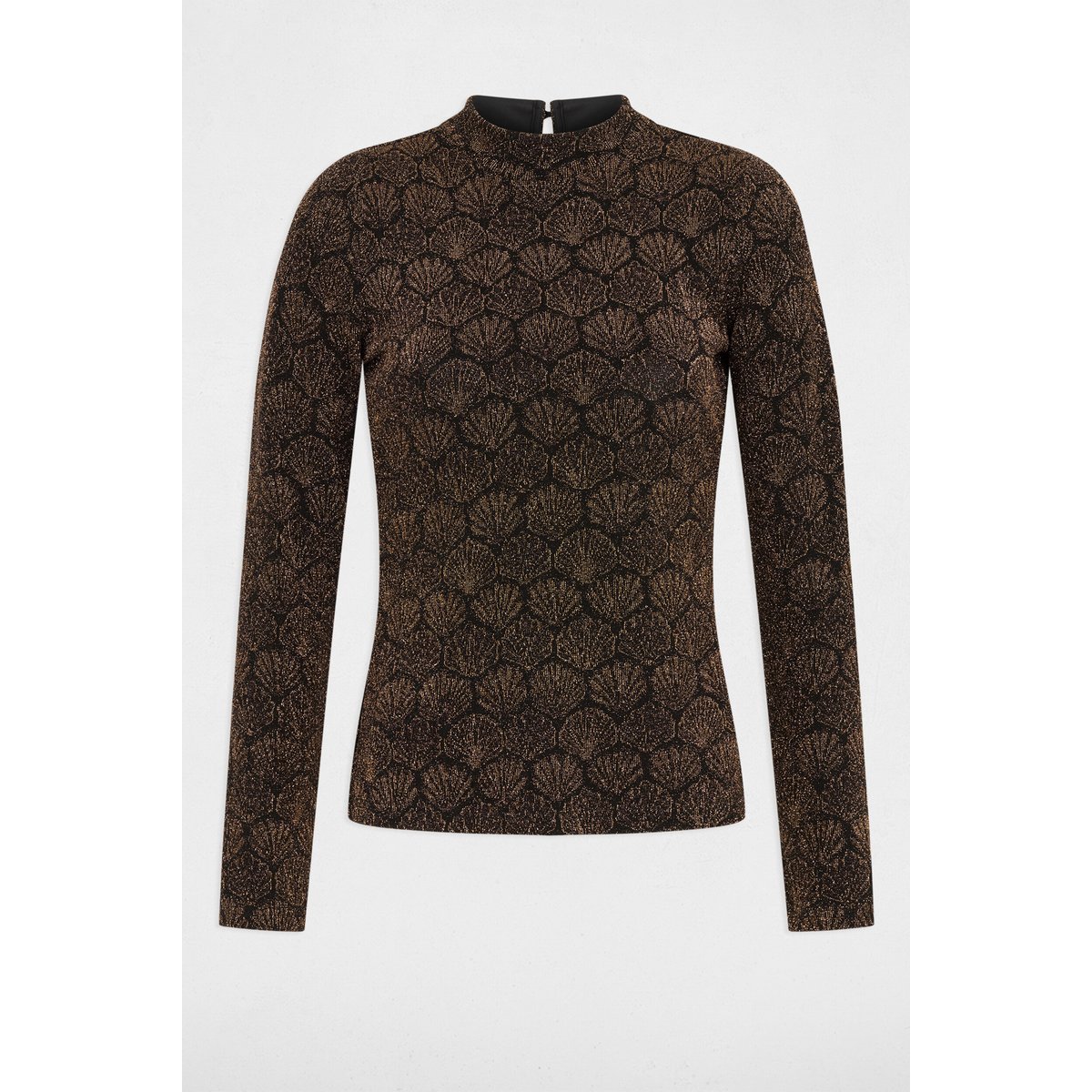 T-shirt col montant couleur bronze, MORGAN
