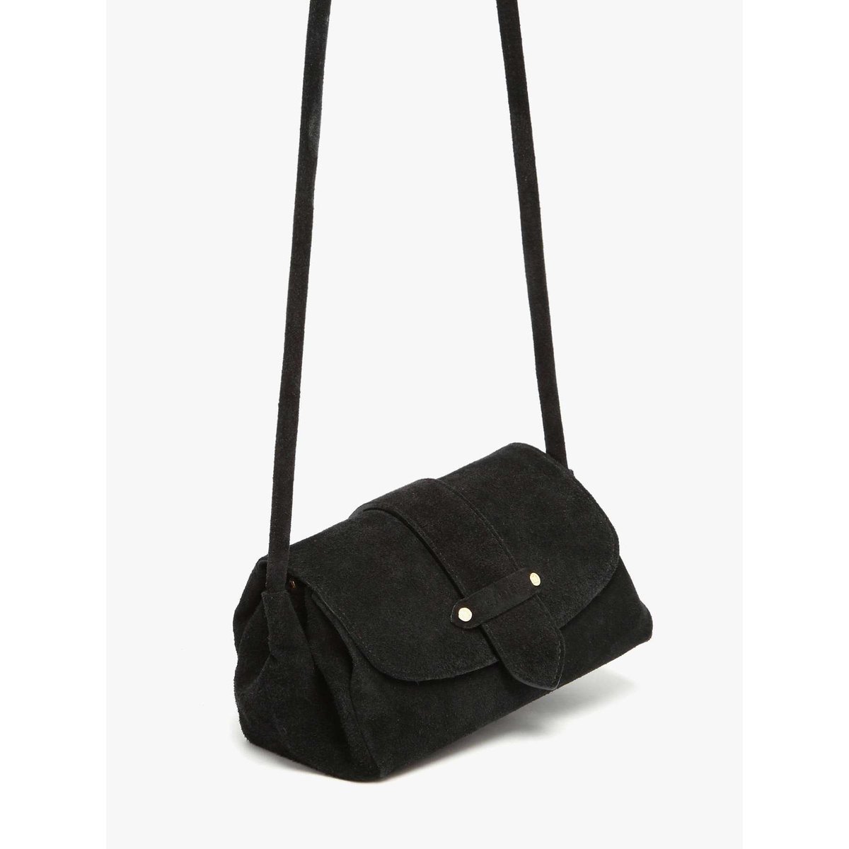 Sac bandoulière S Agnes cuir velours noir, ETRIER