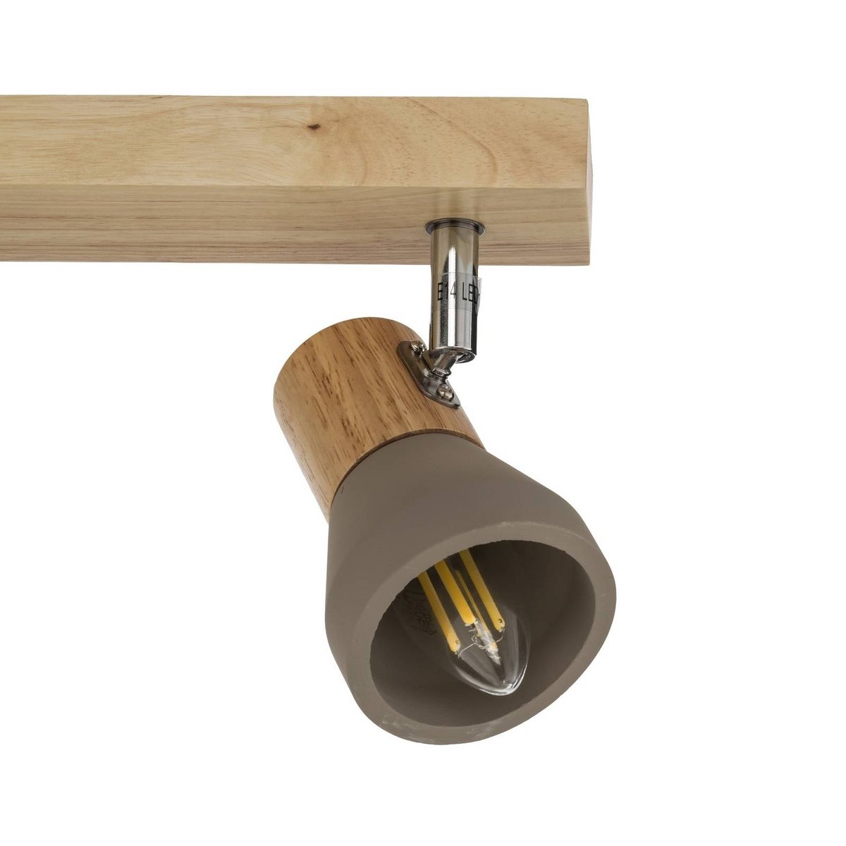 Spot scandinave, Filiz gris béton, bois clair, nickel satiné, LINDBY