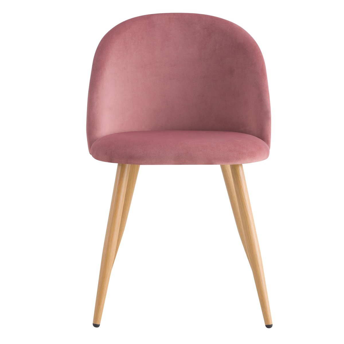 Lot de 2 chaises en velours et pieds en métal - COZY vieux rose, MAISON PAVANE