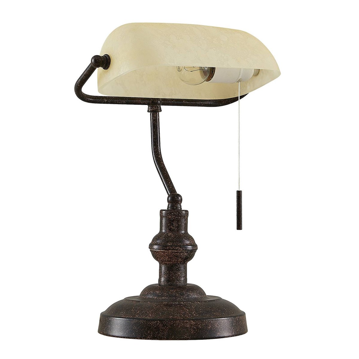 Lampe à poser en métal antique, Profina brun rouille, ambre, LINDBY
