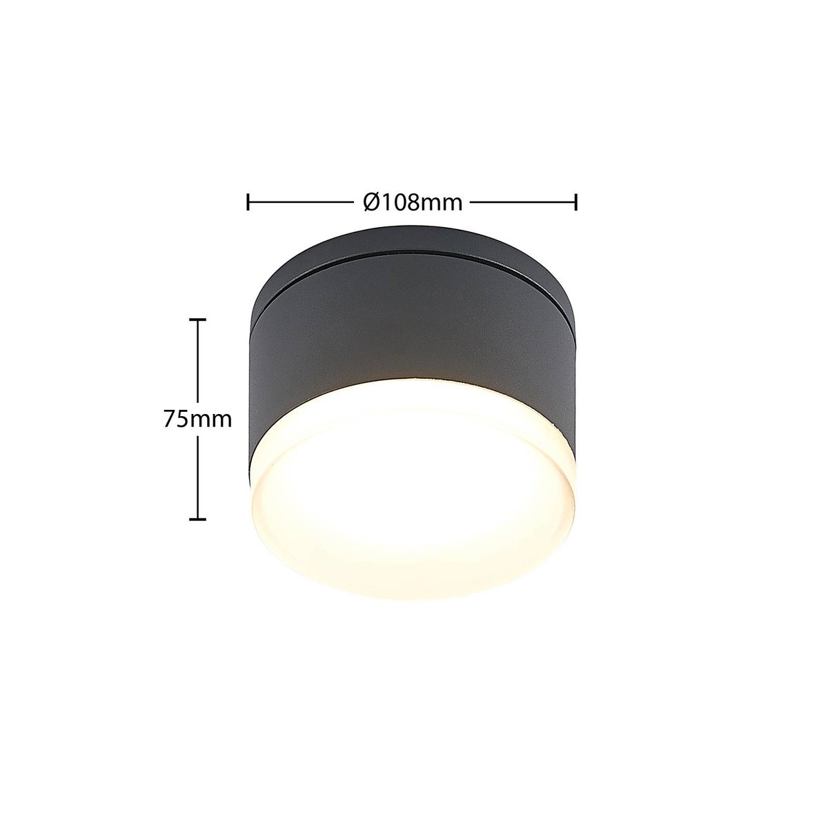 Plafonnier extérieur en aluminium moderneLED gris foncé, blanc, LINDBY