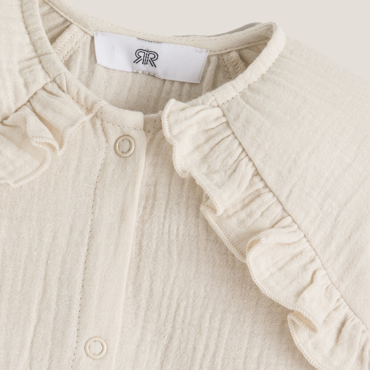 Combinaison longue à volants, gaze de coton beige, LA REDOUTE COLLECTIONS