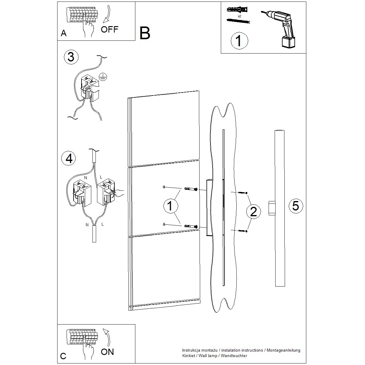 Applique murale Acier Blanc S14d 1 Klover blanc, EDEN