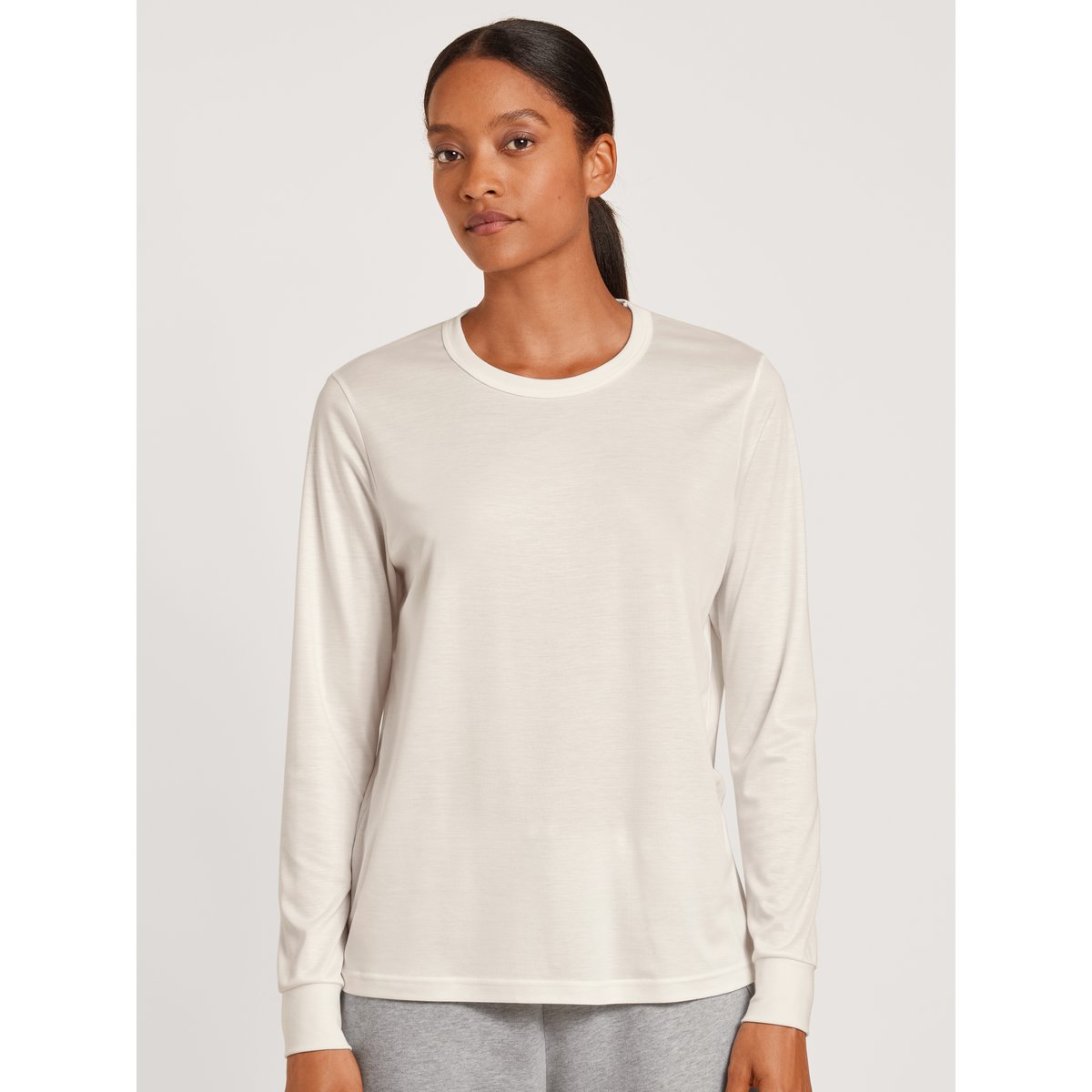 T-shirt à manches longues, Cradle to Cradle Certified® manches longues Coton LOUNGE & RELAX blanc étoilé, CALIDA