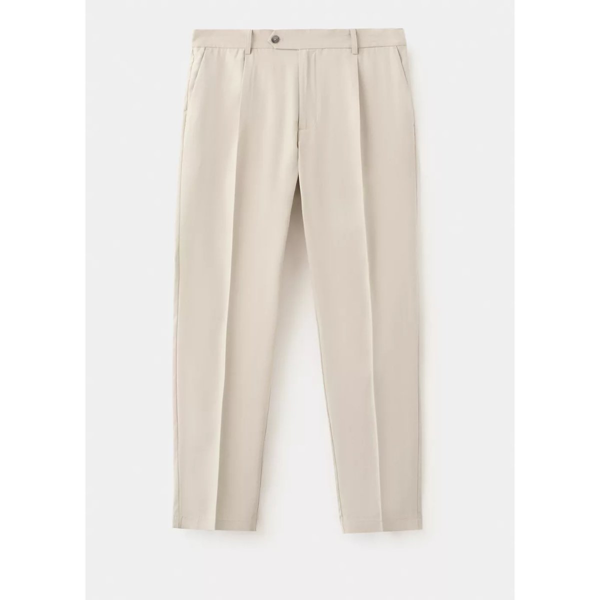 Pantalon regular-fit pinces ivoire, MANGO MAN
