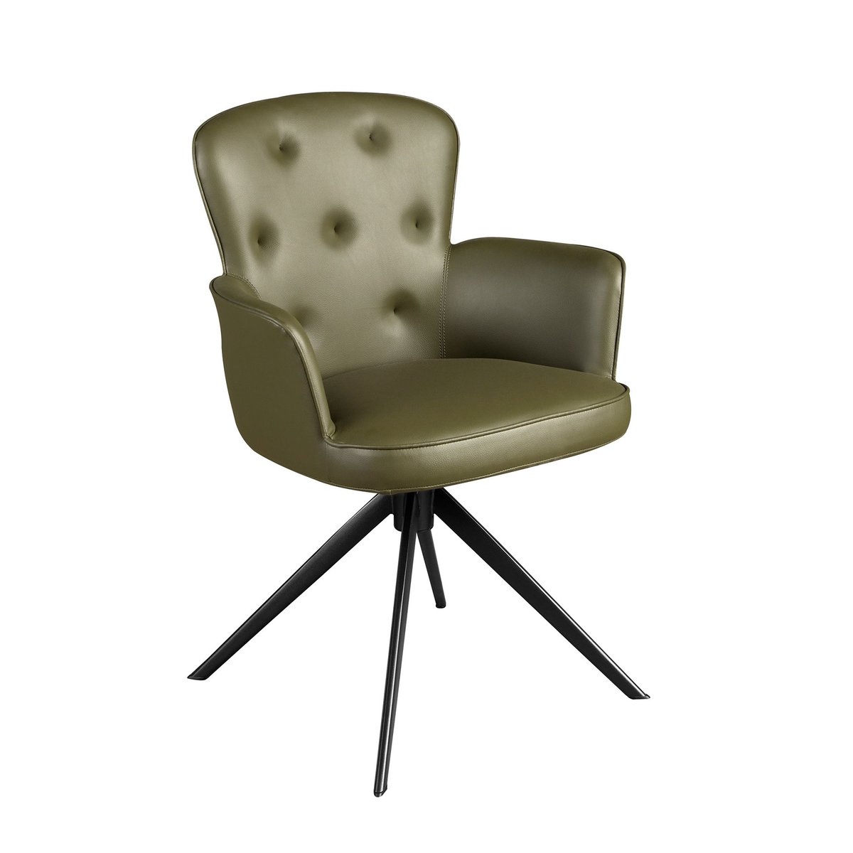 Chaise pivotante en simili cuir vert foncé | noir, ANGEL CERDA