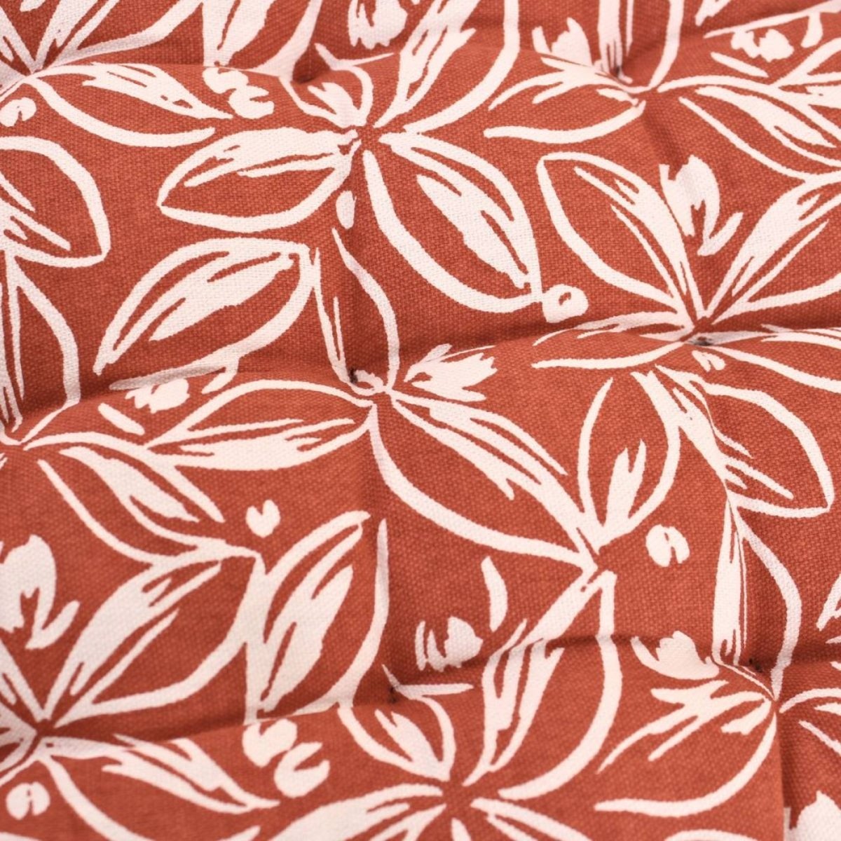 Lot de 4 galettes de chaise à motifs fleuris brique, ORNAMI