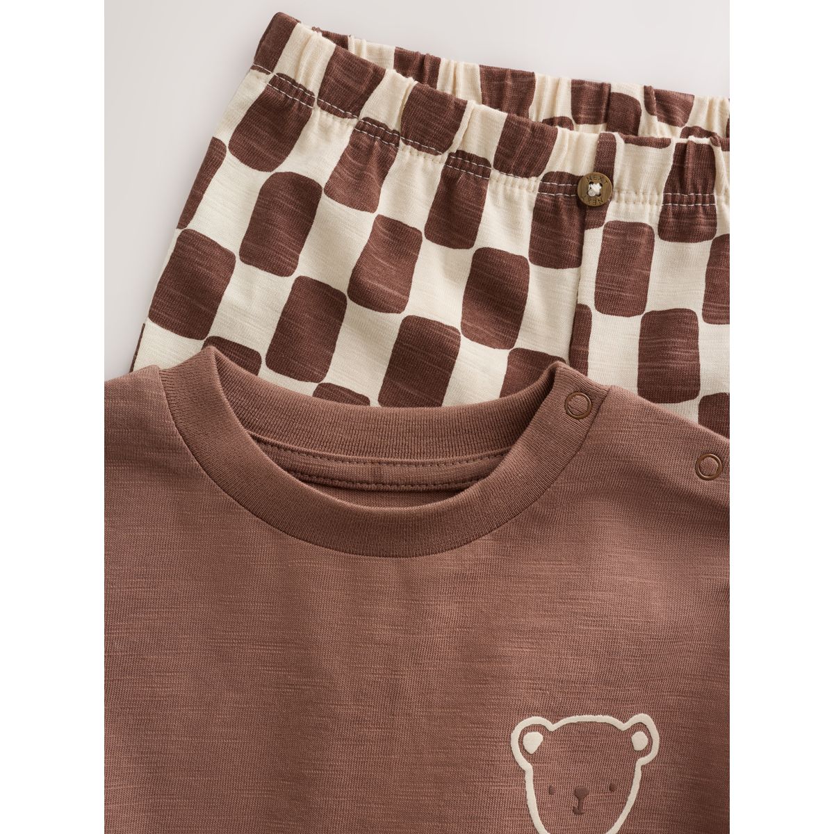 Ensemble haut et legging pour bébé ours à damier marron, NEXT