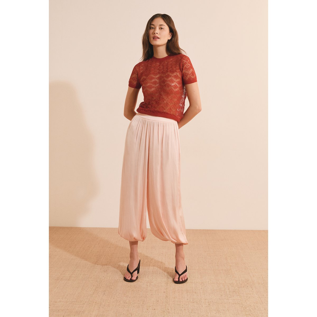 Pull en maille ajourée SAMIRA PULL terracotta, ETAM