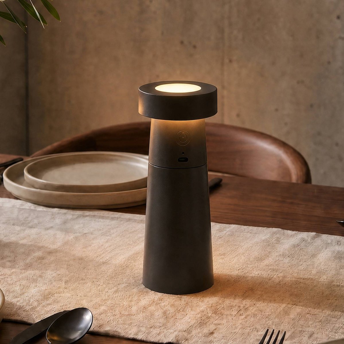 Lampe à poser moderneLED, Pepper gris foncé, LUCANDE