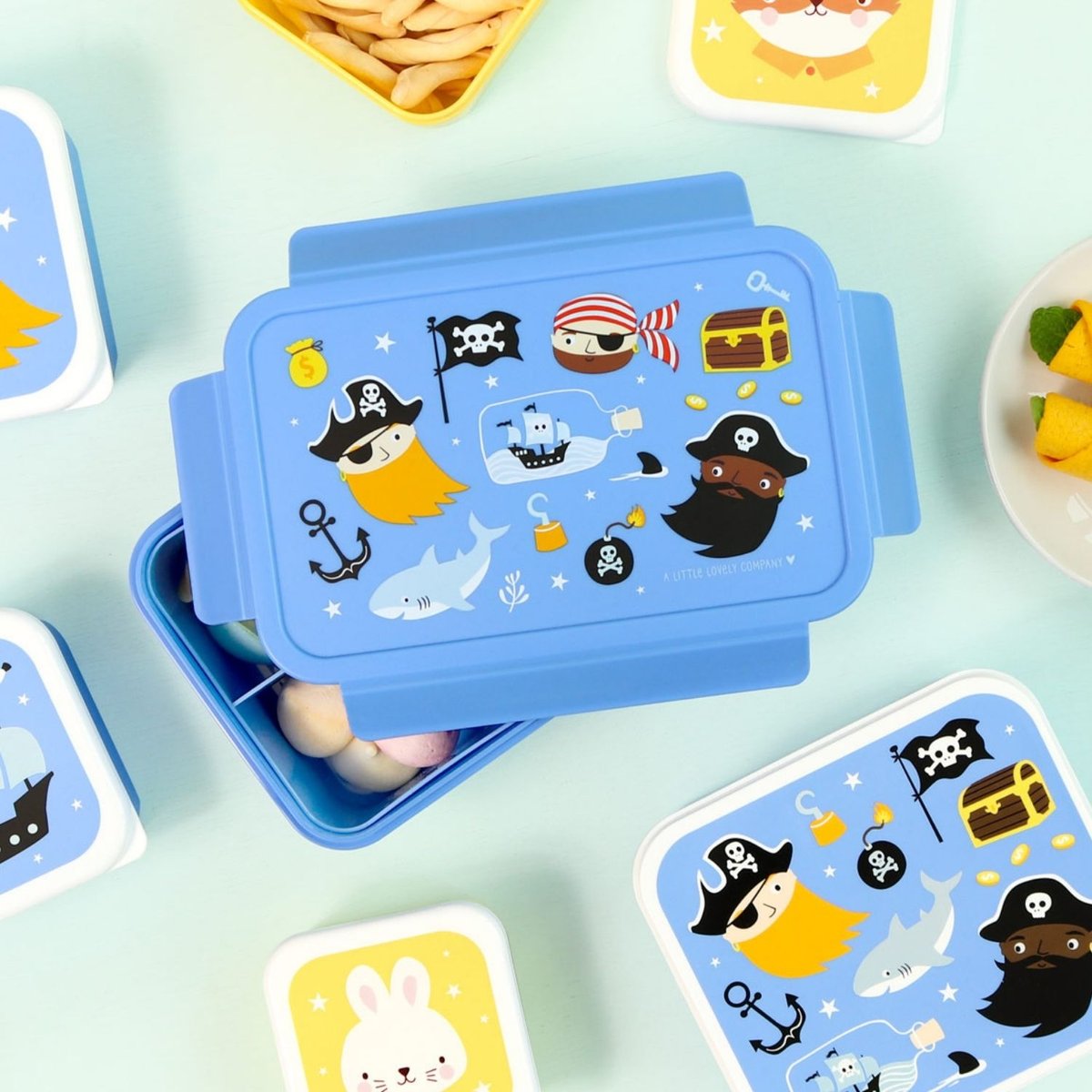 Lunch box bleu, noir, jaune, A LITTLE LOVELY COMPANY