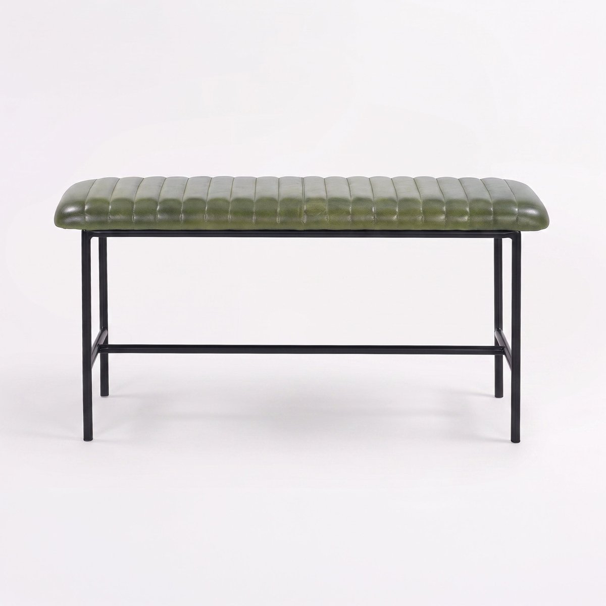 Banc 100 cm en cuir de buffle - ÉMILE vert, MAISON PAVANE