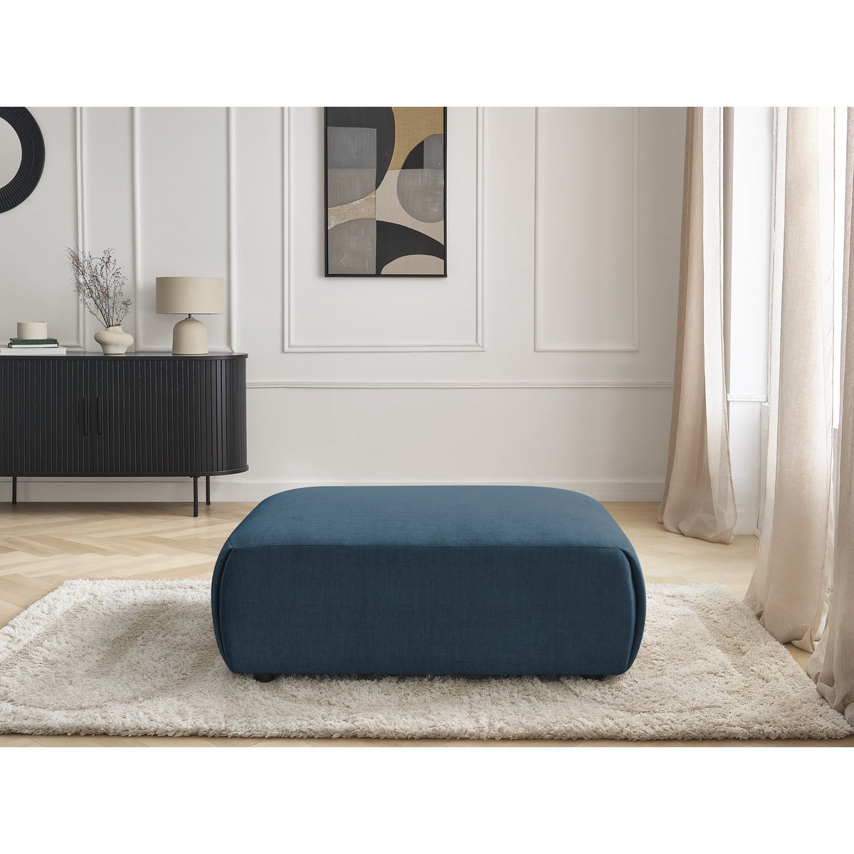 Pouf velours, JANA bleu, BOBOCHIC