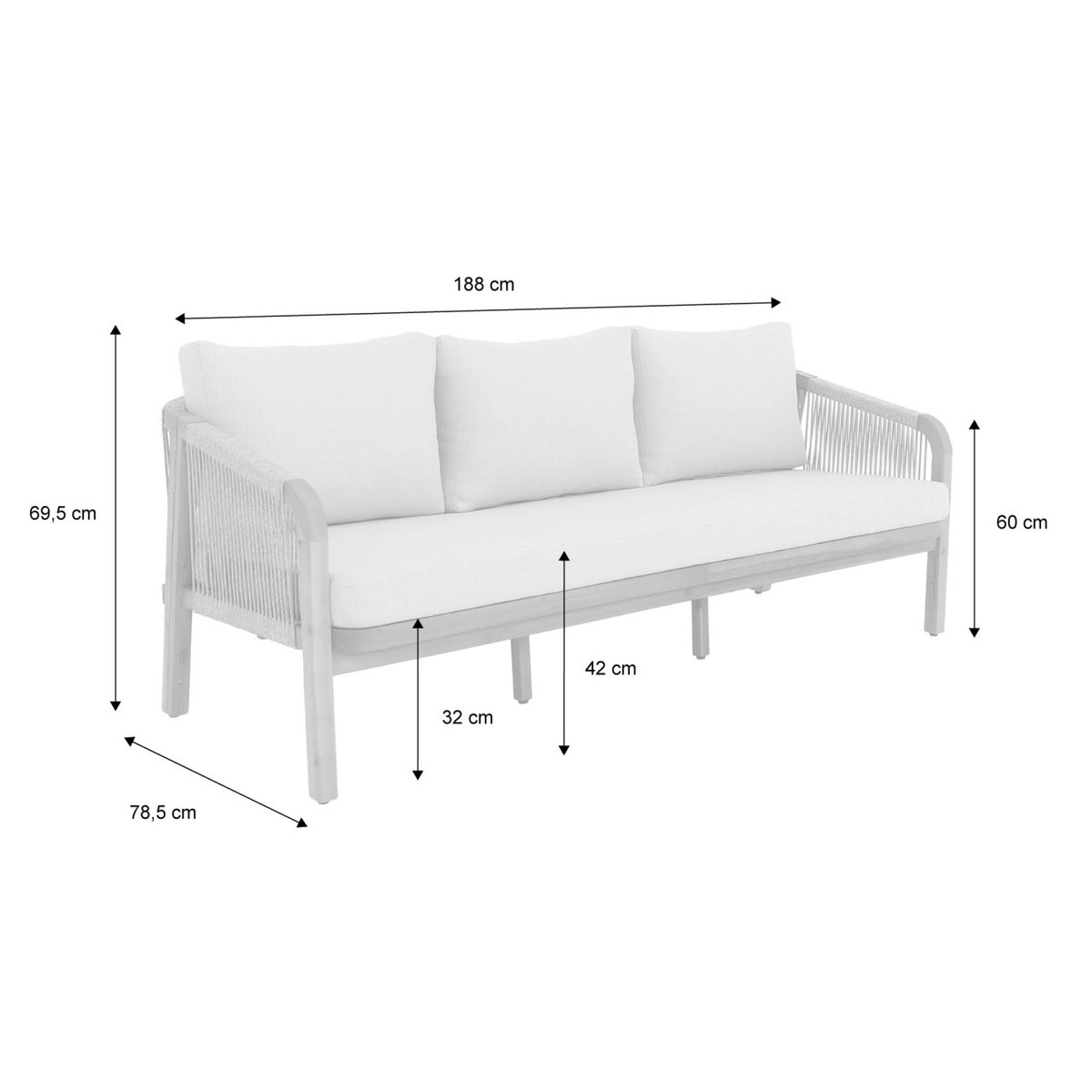 BANQUETTE DE JARDIN EN ACACIA PARANA beige, SWEEEK