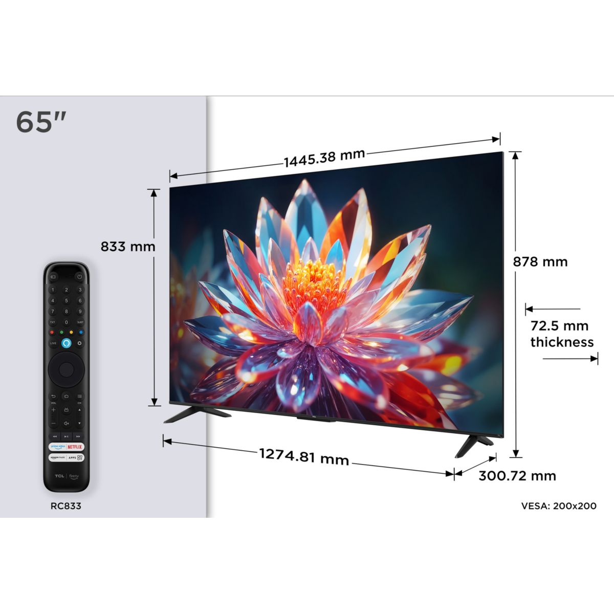 TV QLED 65T6C (2026) 65" (165 cm) couleur unique, TCL