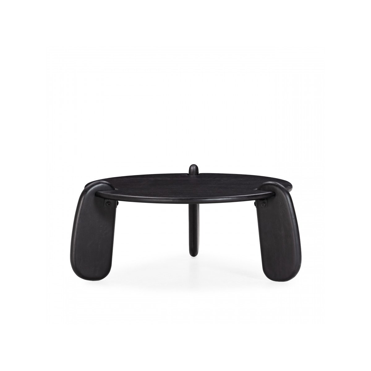 Table basse ronde en bois massif, HELIO noir, BOBOCHIC