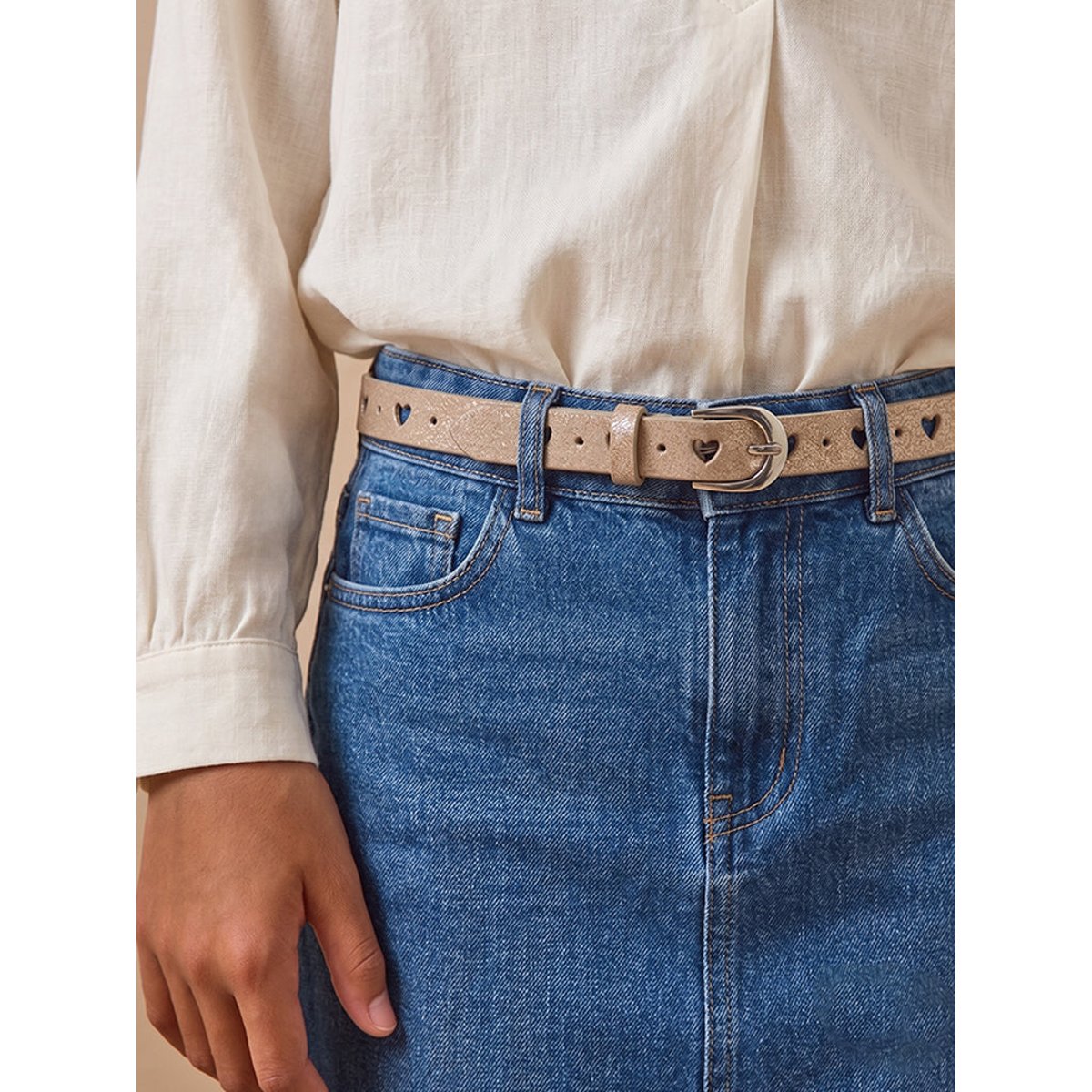 Ceinture en cuir dore, CYRILLUS