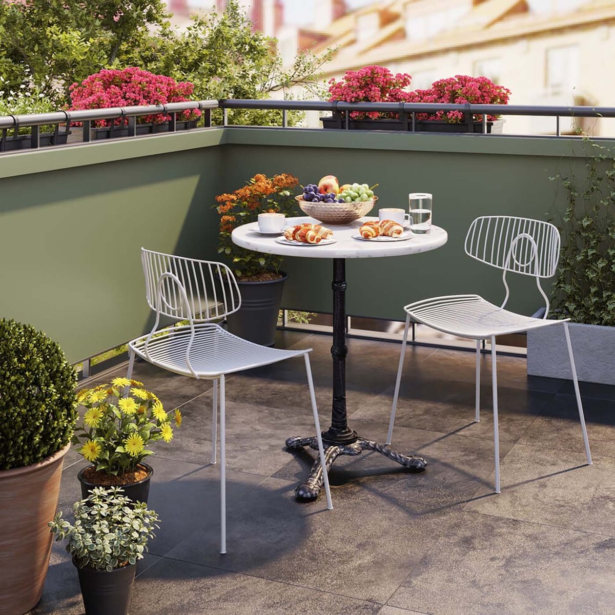 Table ronde en marbre et acier, BISTROT noir et blanc, KARE DESIGN