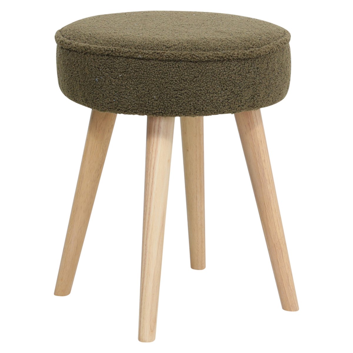 Pouf tissu effet laine bouclette écru kaki, ZAGO