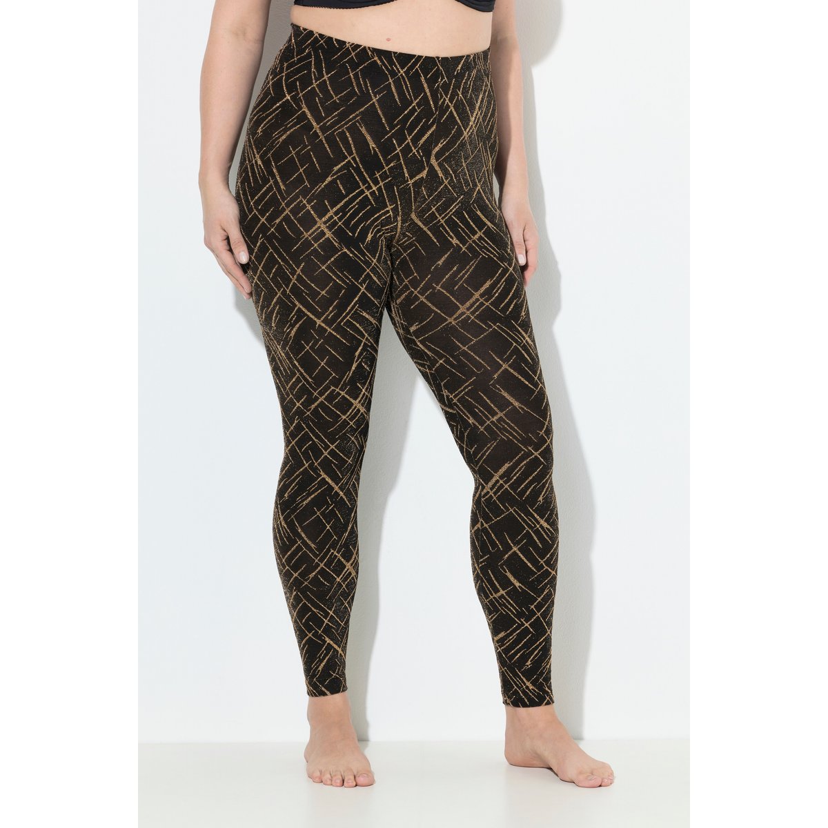 Legging-collant avec motif, matière brillante or, ULLA POPKEN