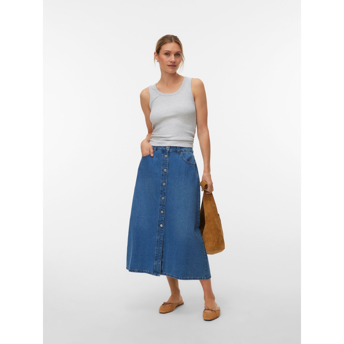 Jupe En Denim light blue denim, VERO MODA