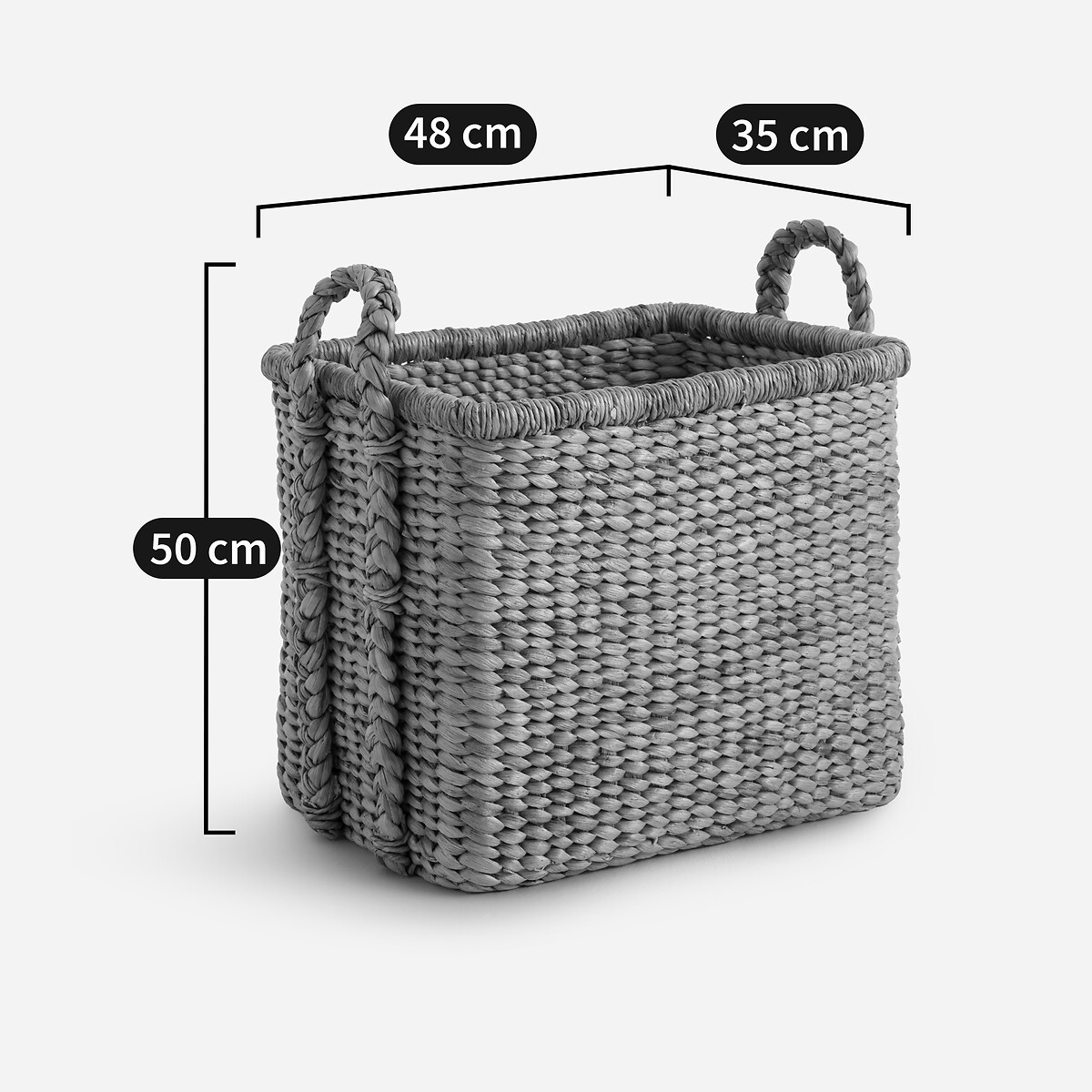 Panier rectangulaire en jacinthe d'eau, Tima naturel, AM.PM