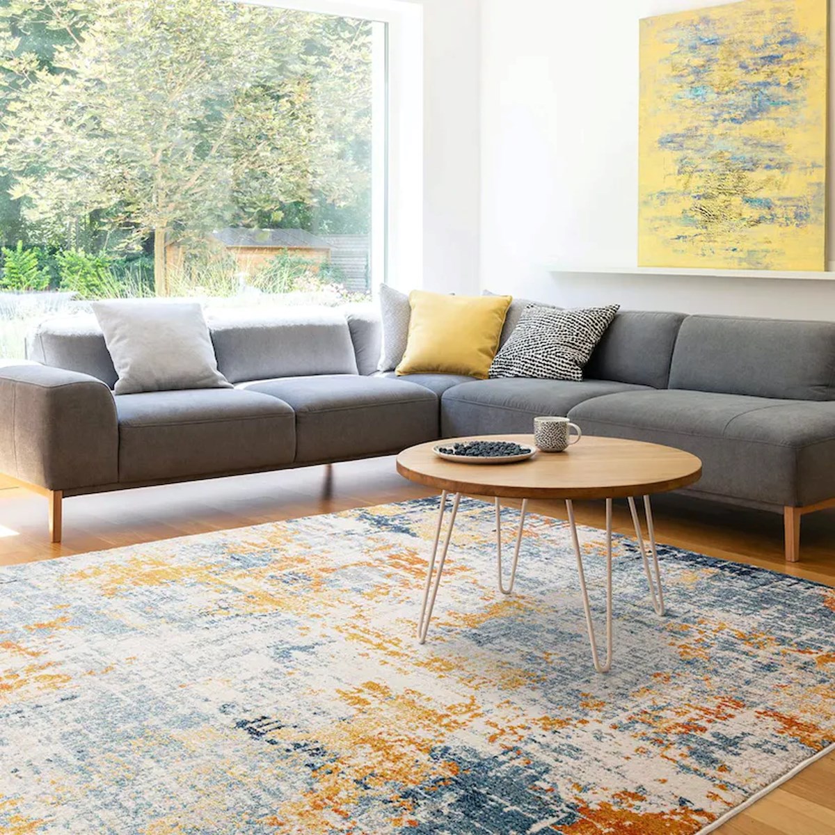 Tapis salon et chambre moderne tissé plat MIRAGE multicolore, NOVATREND