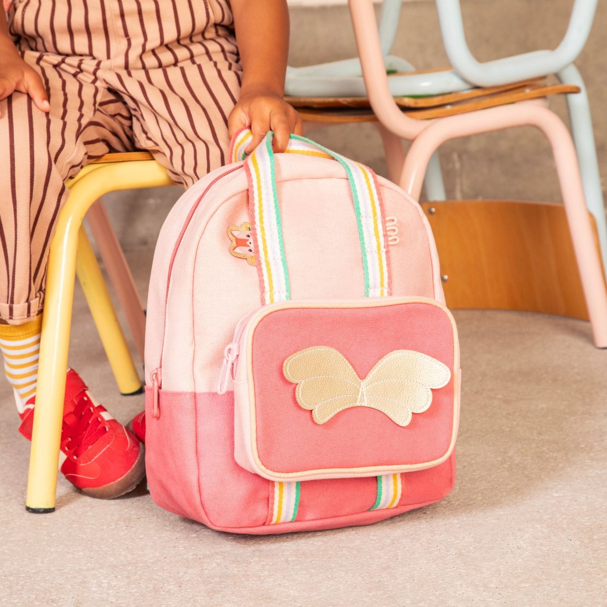 Sac à dos rose, bleu, jaune, LILLIPUTIENS