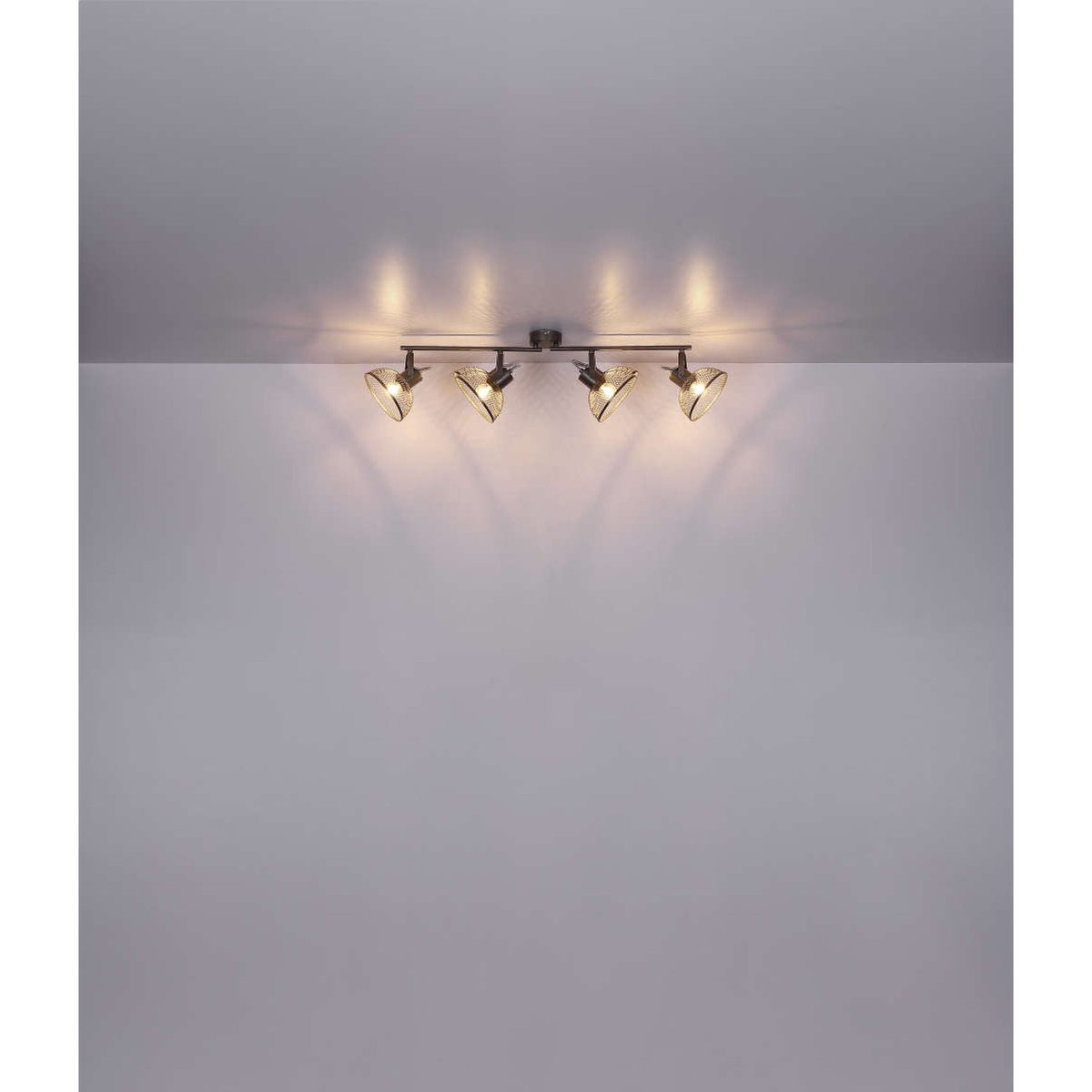 Plafonnier rampe 4 lampes design vintage MONIGA gris foncé, GLOBO LIGHTING