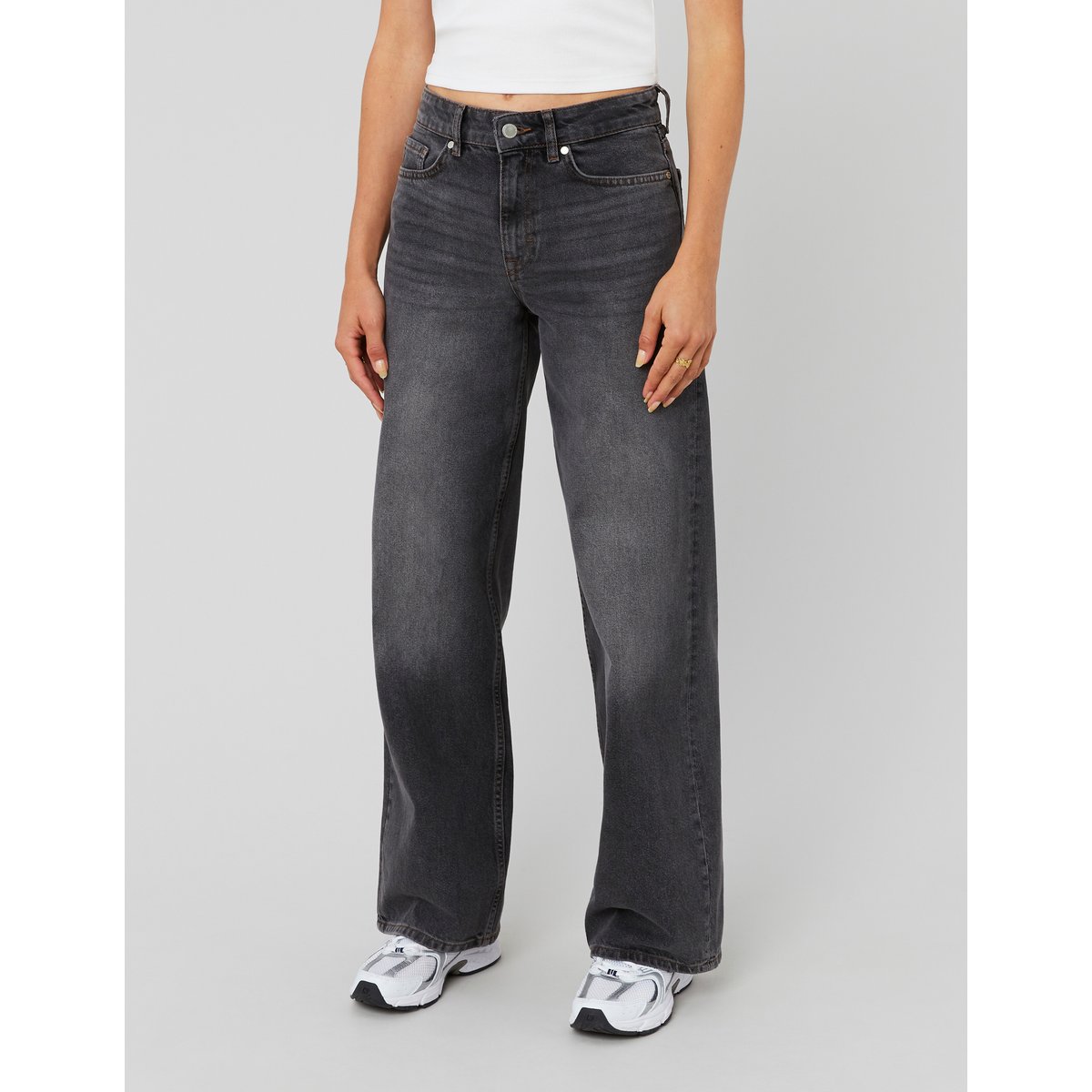 Jean wide leg taille basse noir, BZB