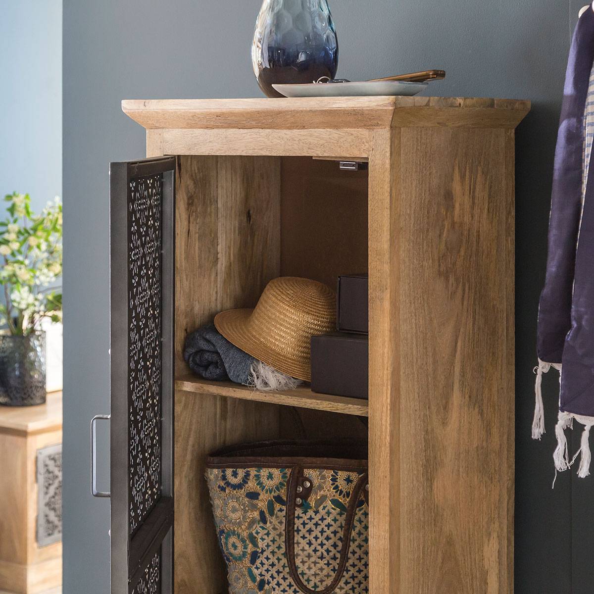 Meuble de rangement en bois de manguier SAHARA gris, MADE IN MEUBLES