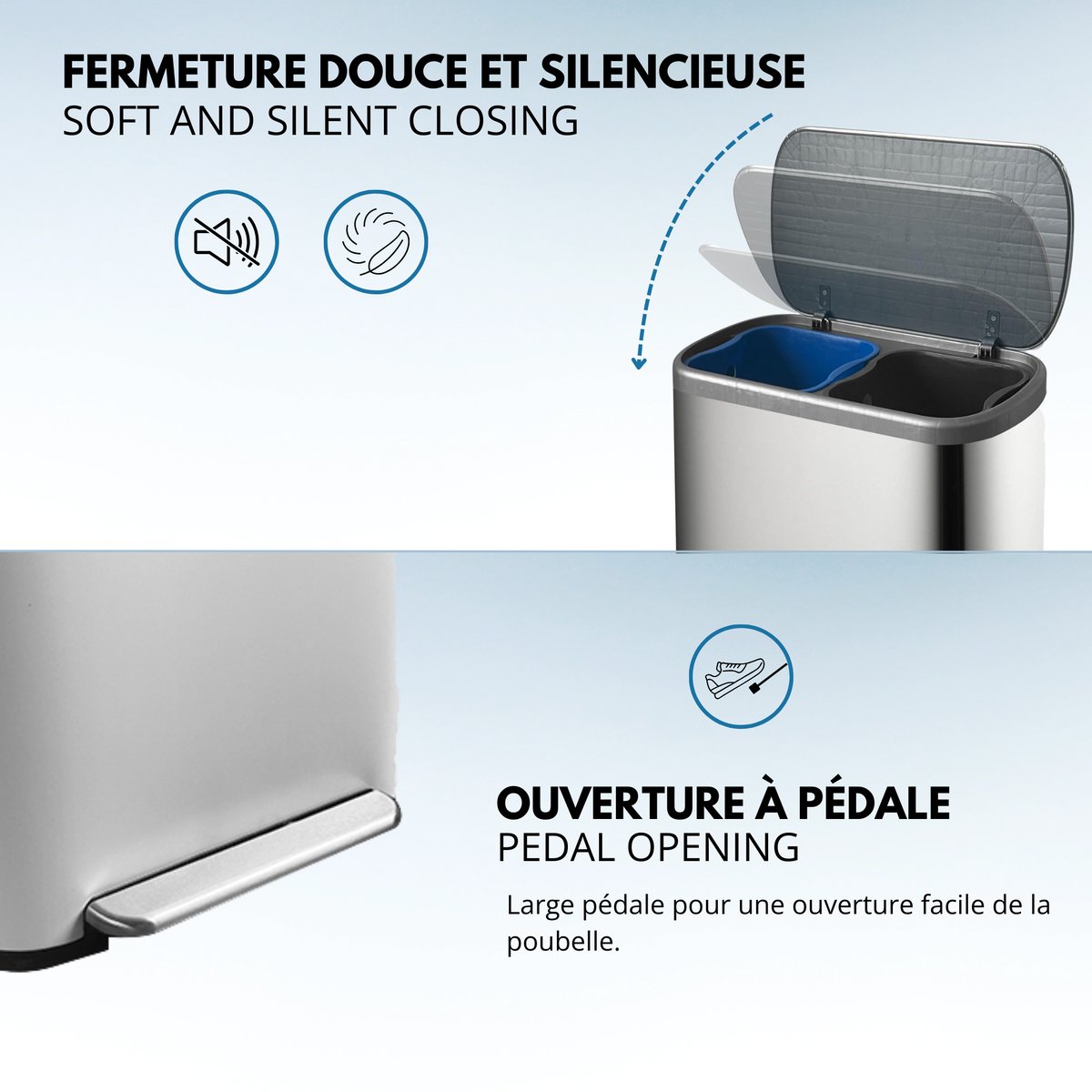 Poubelle de cuisine tri sélectif EMPIRE argent, KITCHEN MOVE