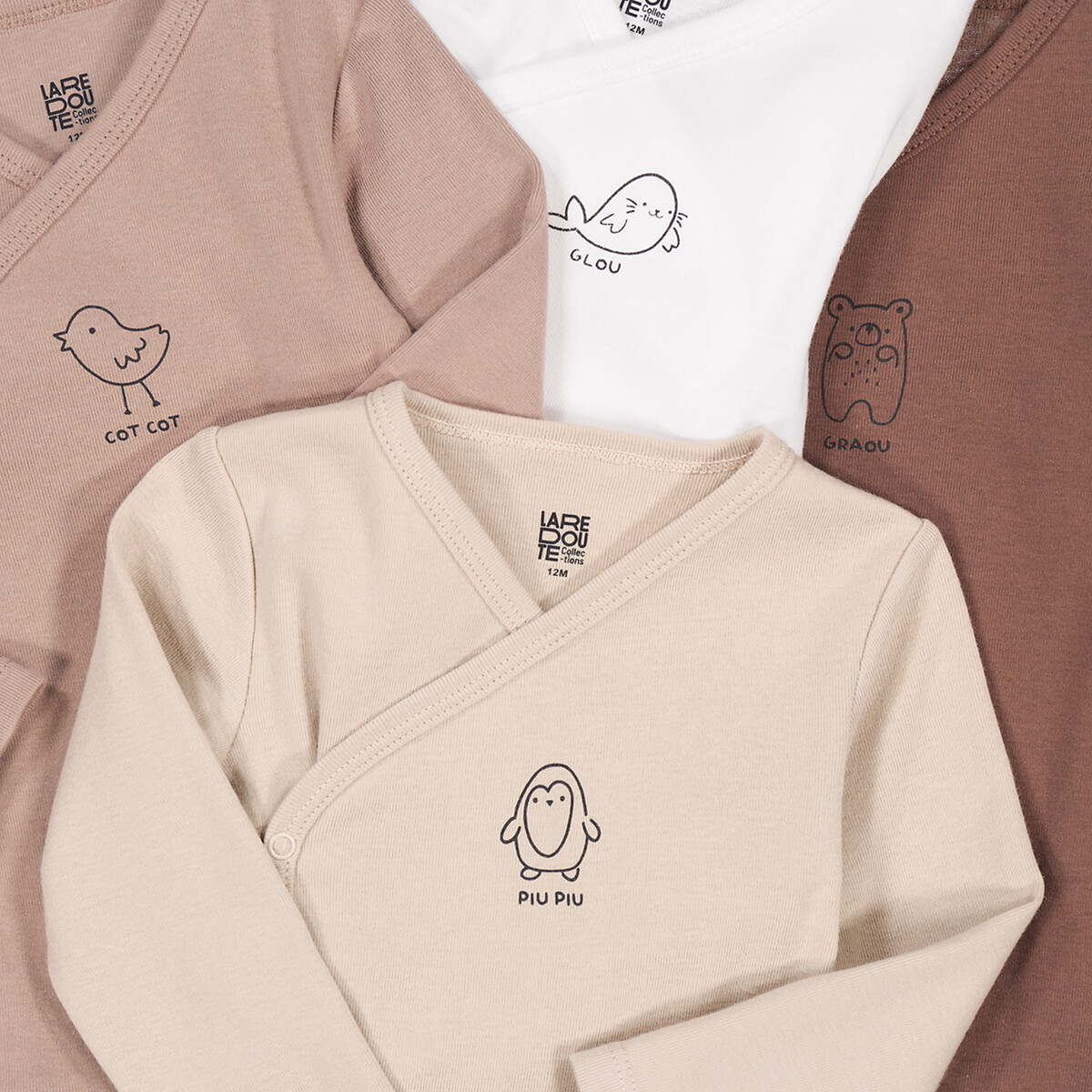 Lot de 7 bodies manches longues naissance assortis, LA REDOUTE COLLECTIONS