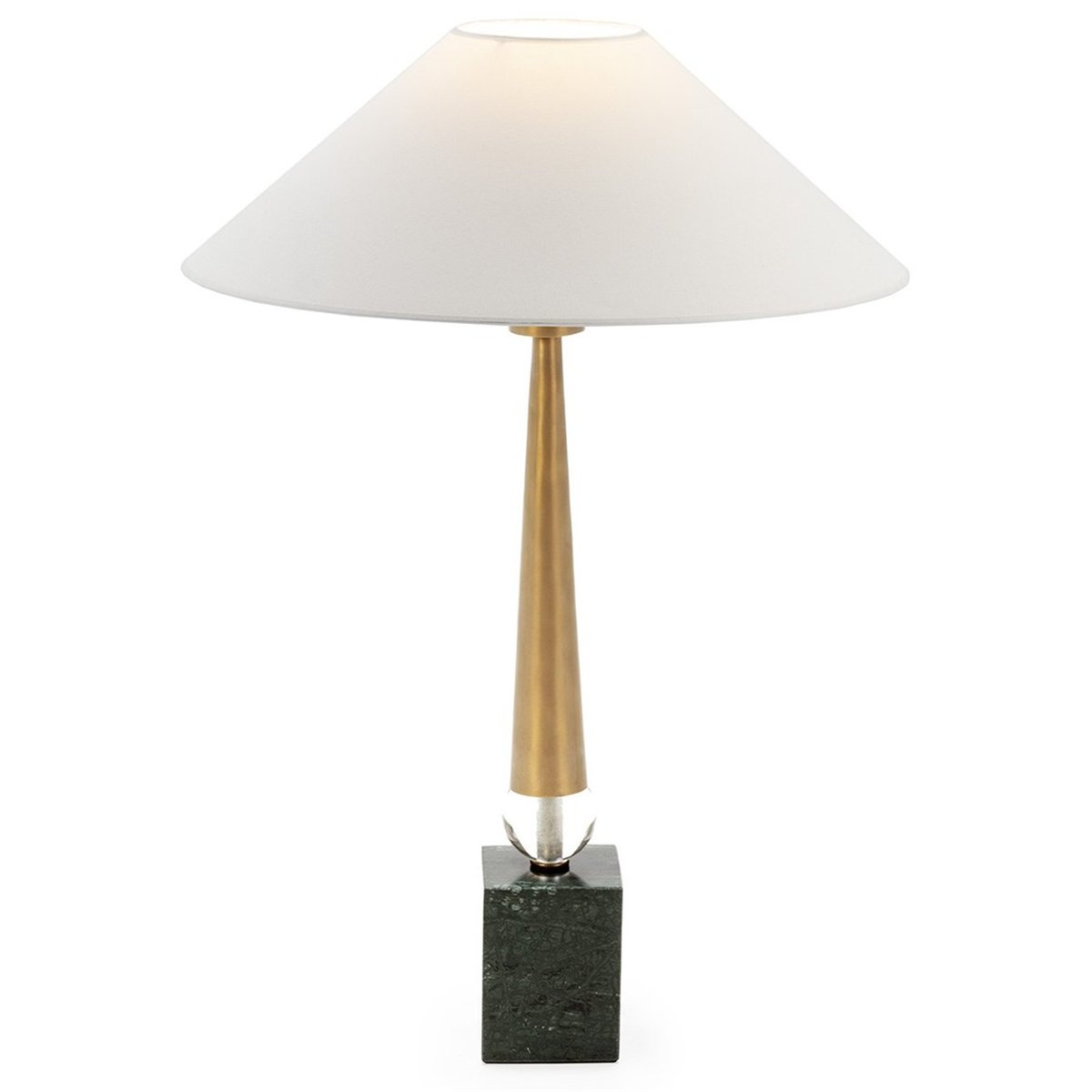 Lampe de table socle pierre et métal doré doré antique, transparent et vert, RECOLLECTION