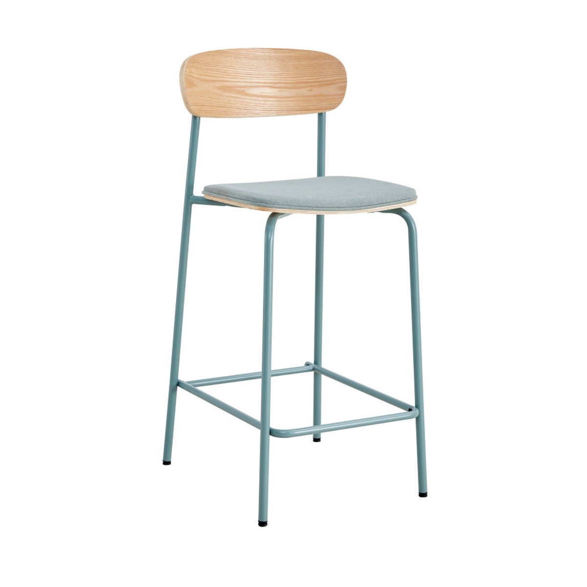 Lot de 2 chaises de bar en tissu et métal 66 cm- ARNO vert d'eau, DRAWER