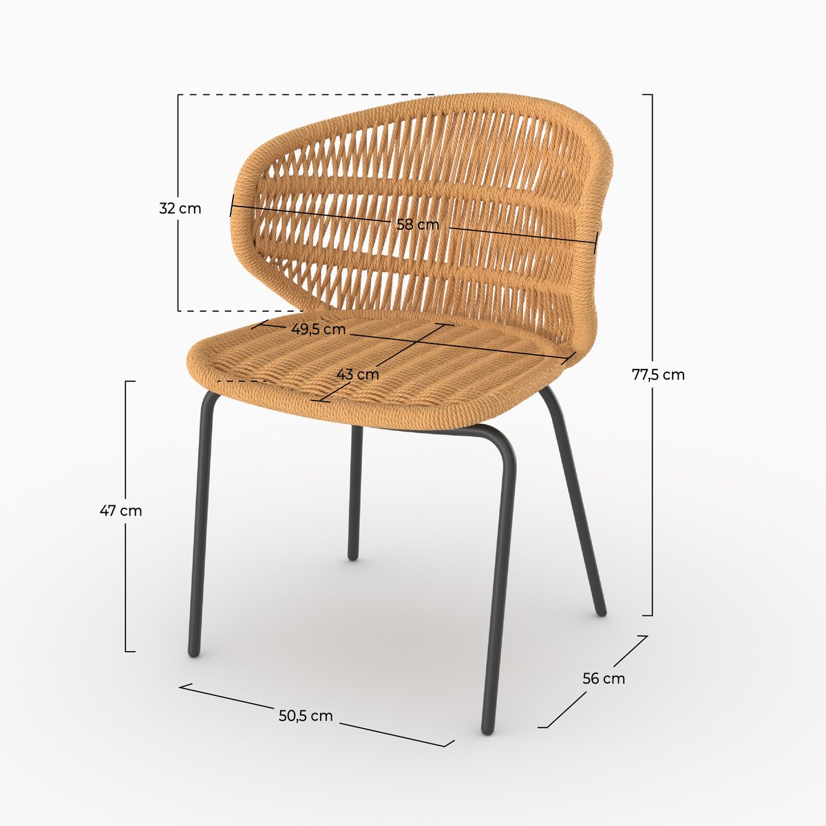 Lot de 2 chaises de jardin en rotin synthétique - LARA marron clair, MAISON PAVANE