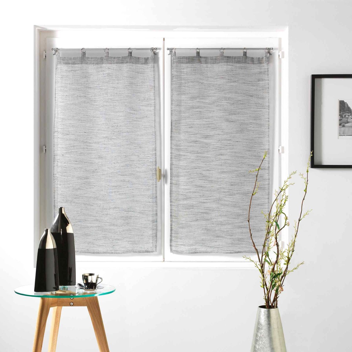 Paire de rideaux Voile 60x160cm Milza anthracite anthracite, EDEN