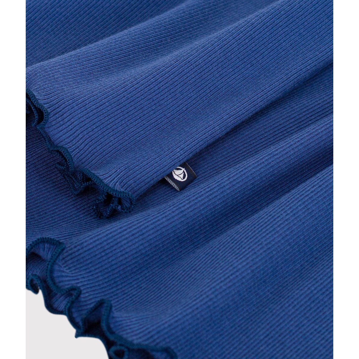 Mouwloze jurk in effen katoen blauw, PETIT BATEAU