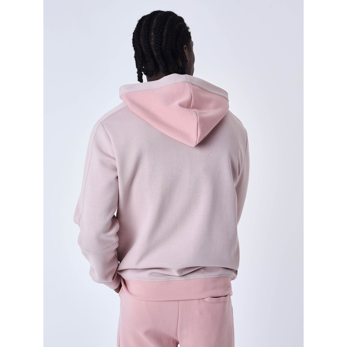 Sweat à Capuche zippé two tone rose poudré, PROJECT X