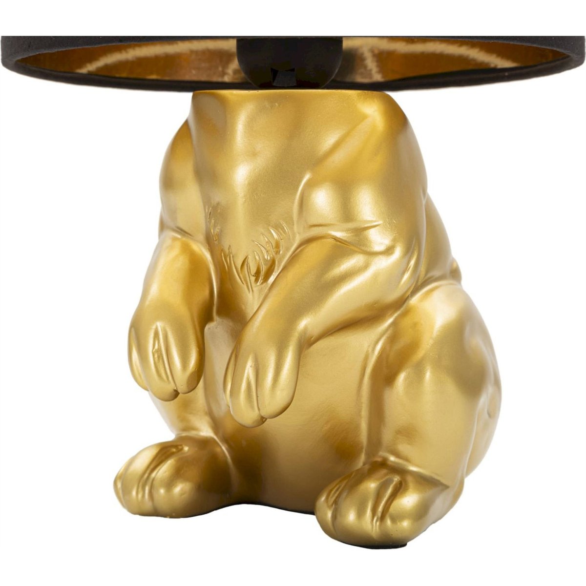 Lampe à poser lapin abat-jour tissu GLAM doré et noir, RECOLLECTION